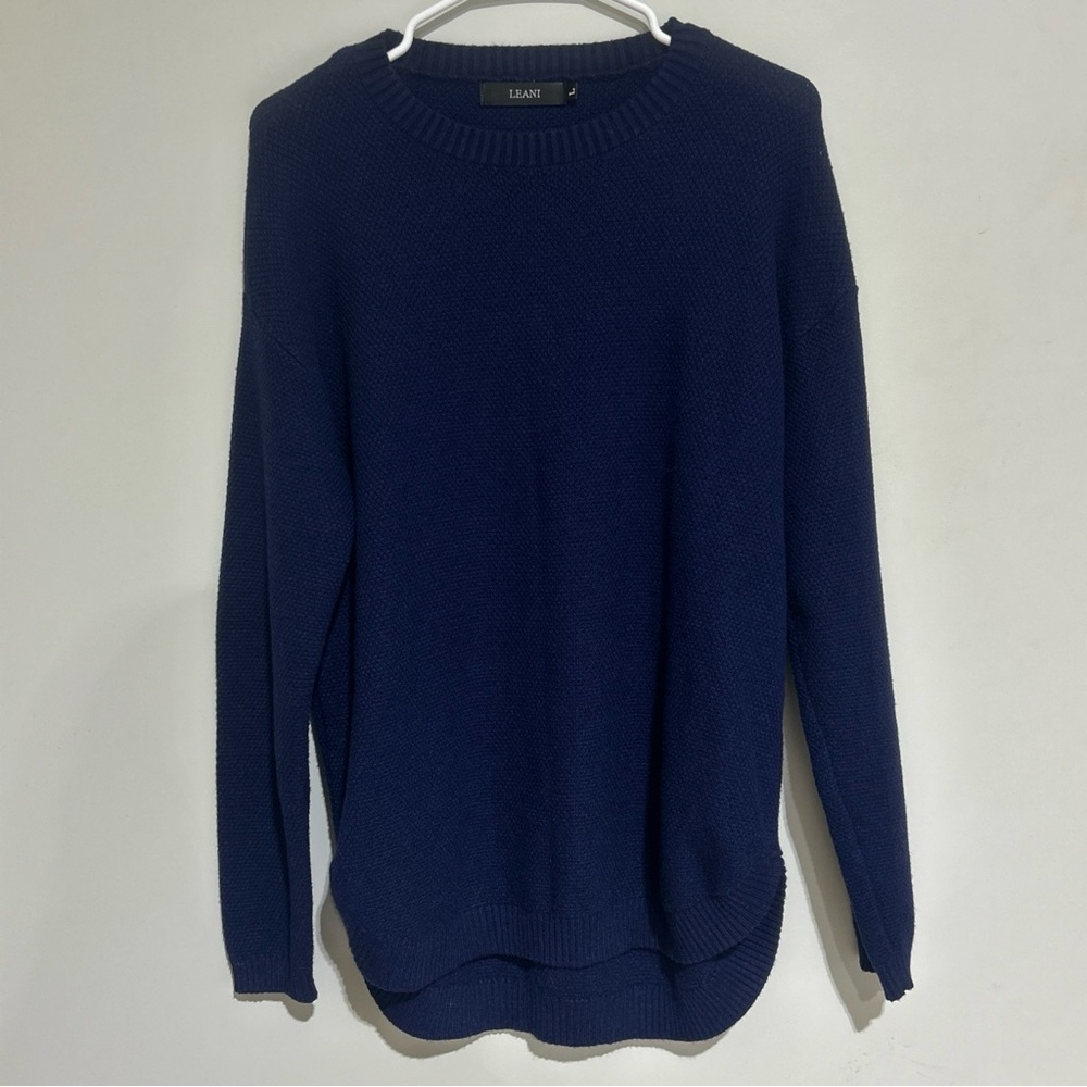 Leani Women’s L NAVY BLUE Sweater Warm Acrylic Blend Long Sleeve Casual.